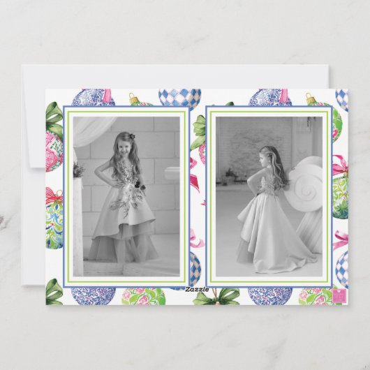 Kerstbalornamenten Foto Vakantie Feestdagenkaart (Achterkant)