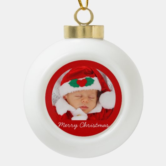 Kerstbalornamenten met baby keramische bal ornament (Voorkant)
