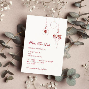 Kerstbalornamenten Winterrood Bruiloft Save The Date
