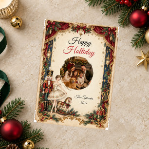 Kerstbalportret voor gezin geïnspireerd door de No Feestdagenkaart