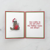 Kerstbandit Raccoon met Cadeau Feestdagen Kaart (Binnen)