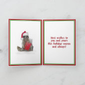 Kerstbandit Raccoon met Cadeau Feestdagen Kaart (Binnen)