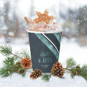 Kerstbandpatroon Blauwgroen/wit ID862 Papieren Bekers