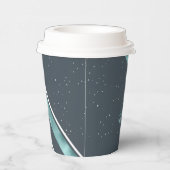 Kerstbandpatroon Blauwgroen/wit ID862 Papieren Bekers (Rechts)