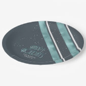 Kerstbandpatroon Blauwgroen/wit ID862 Papieren Bordje (Gekanteld)