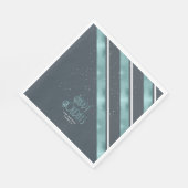 Kerstbandpatroon Blauwgroen/wit ID862 Servet (Hoek)