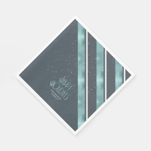 Kerstbandpatroon Blauwgroen/wit ID862 Servet (Hoek)