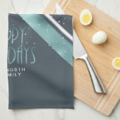 Kerstbandpatroon Blauwgroen/wit ID862 Theedoek (Quarter Fold)