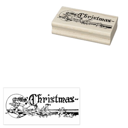 Kerstbanier  kunst rubberstempel (Gestempeld)