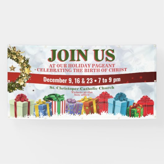 Kerstbanieren voor Kerk- of vakantiegangers Spandoek (Horizontaal)