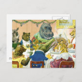 Kerstbanket in dierenland feestdagenkaart (Voorkant / Achterkant)