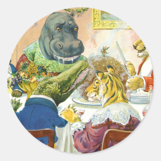 Kerstbanket in dierenland ronde sticker