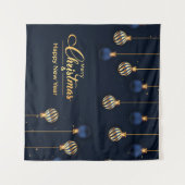 kerstbanner blauw gouddecoratie wandkleed (Voorkant (horizontaal))