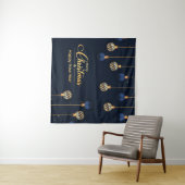 kerstbanner blauw gouddecoratie wandkleed (In Situ (horizontaal))