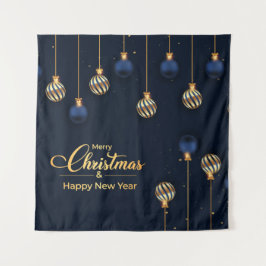 kerstbanner blauw gouddecoratie wandkleed