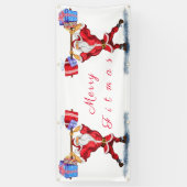 kerstbanner Bodybuilder kerstman met cadeaus Spandoek (Verticaal)