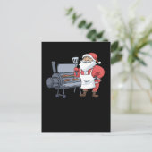 Kerstbarbecue Santa Claus Grill Smoker Steak Briefkaart (Staand voorkant)