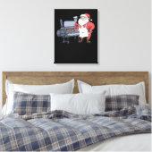 Kerstbarbecue Santa Claus Grill Smoker Steak Canvas Afdruk (Insitu (Slaapkamer))