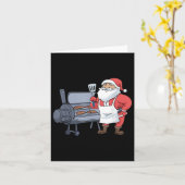 Kerstbarbecue Santa Claus Grill Smoker Steak Kaart (Gele Bloem)