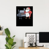 Kerstbarbecue Santa Claus Grill Smoker Steak Poster (Thuiskantoor)