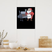 Kerstbarbecue Santa Claus Grill Smoker Steak Poster (Keuken)
