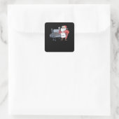Kerstbarbecue Santa Claus Grill Smoker Steak Vierkante Sticker (Tas)