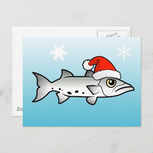 Kerstbarracuda Santa Feestdagenkaart (Voorkant / Achterkant)