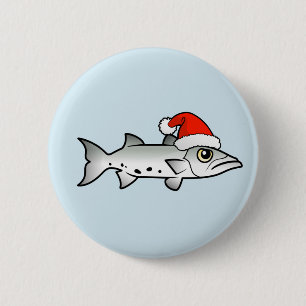 Kerstbarracuda Santa Ronde Button 5,7 Cm