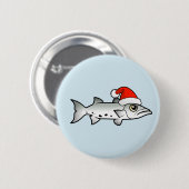Kerstbarracuda Santa Ronde Button 5,7 Cm (Voorkant /achterkant)