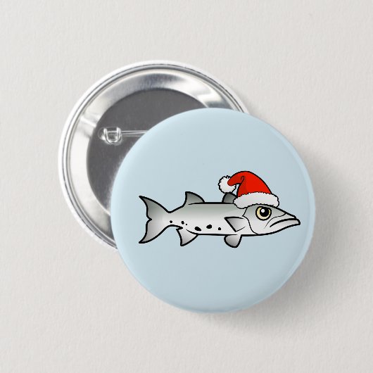Kerstbarracuda Santa Ronde Button 5,7 Cm (Voorkant /achterkant)