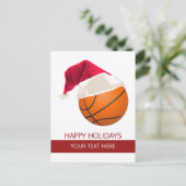 Kerstbasketbal Santa Hat briefkaarten (Staand voorkant)