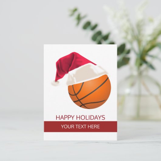 Kerstbasketbal Santa Hat briefkaarten (Staand voorkant)