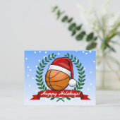 Kerstbasketbal stijl feestdagenkaart (Staand voorkant)