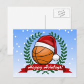 Kerstbasketbal stijl feestdagenkaart (Voorkant / Achterkant)