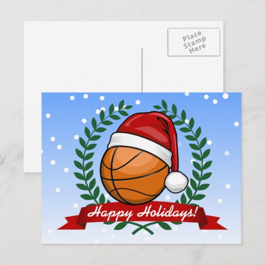 Kerstbasketbal stijl feestdagenkaart (Voorkant / Achterkant)