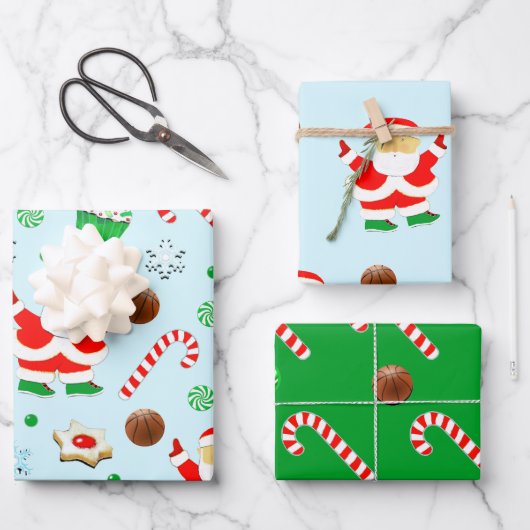 Kerstbasketbalvakantie Inpakpapier Vel (Voorkant)
