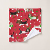kerstbasset Hond Bad Handdoek (Wasdoekje)