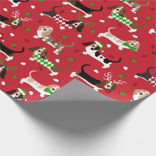 kerstbasset Hond Cadeaupapier (Hoek)