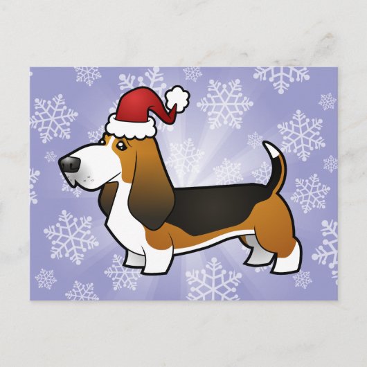 kerstbasset Hond Feestdagenkaart (Voorkant)