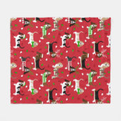kerstbasset Hond Fleece Deken (Voorkant (Horizontaal))