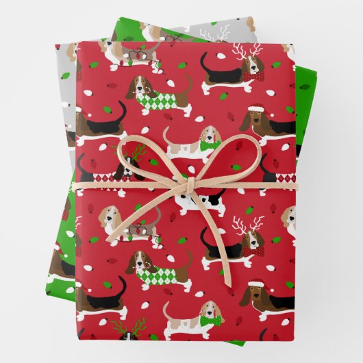 kerstbasset Hond Inpakpapier Vel (In situ)