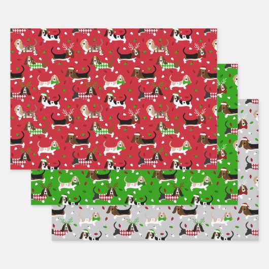 kerstbasset Hond Inpakpapier Vel (Set)