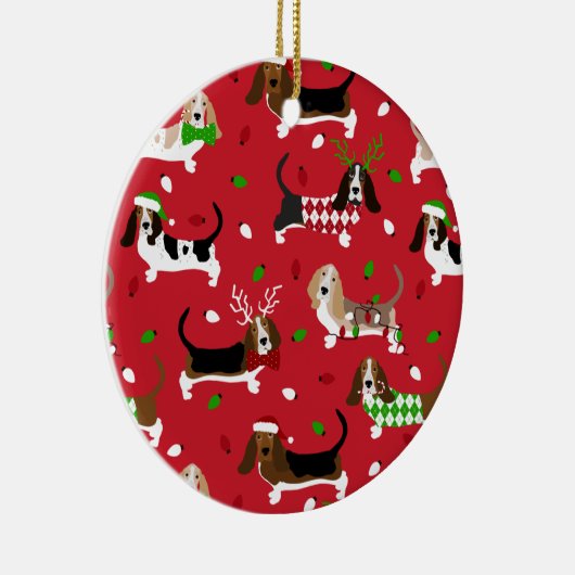 kerstbasset Hond Keramisch Ornament (Rechts)