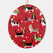 kerstbasset Hond Keramisch Ornament (Links)