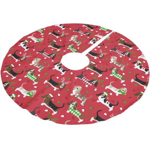 kerstbasset Hond Kerstboom Rok (Gekanteld)