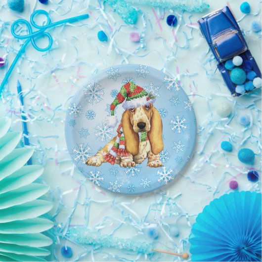 kerstbasset Hond Papieren Bordje (Feest)