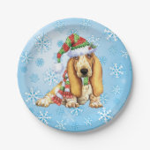 kerstbasset Hond Papieren Bordje (Voorkant)
