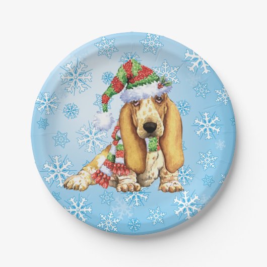kerstbasset Hond Papieren Bordje (Voorkant)