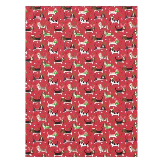 kerstbasset Hond Tafelkleed (Voorkant)
