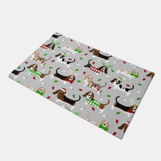 Kerstbasset Hound Doormat Deurmat (Schuin)